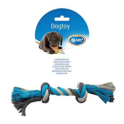 Duvo - 4705020 Köpek Çift Düğümlü Pamuk İpli Mavi/Gri Çekiştirme Halatı 45 cm