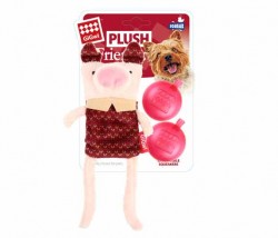 GiGwi - 6270 Plush Friendz Çift Sesli Domuz Kahverengi Pel