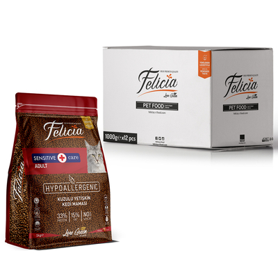 Felicia - Felicia 12x1 Kg Kuzulu Az Tahıllı Yetişkin Kedi Maması HypoAllergenic Kedi Maması