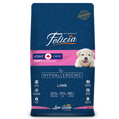 Felicia - Felicia 15 Kg Kuzulu Az Tahıllı M/Large Yavru Köpek Maması Breed HypoAllergenic Köpek Maması