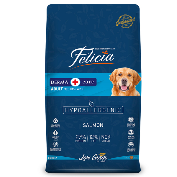 Felicia 15 Kg Somonlu Az Tahıllı M/Large Yetişkin Köpek Maması Breed HypoAllergenic Köpek Maması