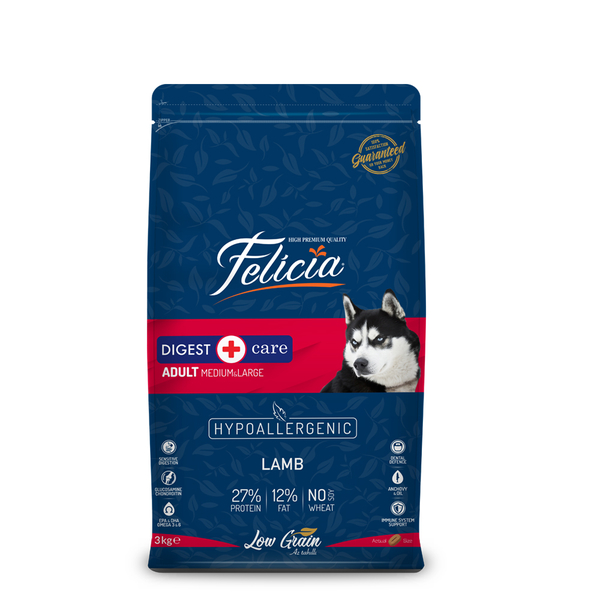 Felicia 3 Kg Yetişkin Kuzulu M/Large Az Tahıllı Breed HypoAllergenic Köpek Maması