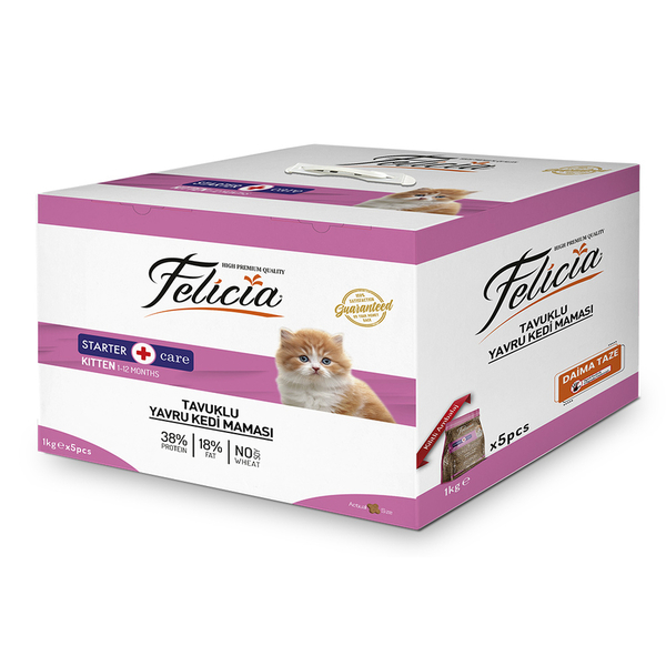 Felicia Az Tahıllı 5 x 1 Kg Yavru Tavuklu HypoAllergenic Kedi Maması