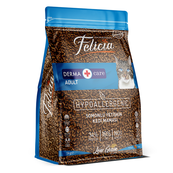 Felicia Az Tahıllı 5 x 1 Kg Yetişkin Somonlu HypoAllergenic Kedi Maması