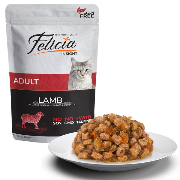 Felicia Tahılsız 85 gr Pouch Yetişkin Kuzu Etli Yaş Kedi Maması 12 Adet