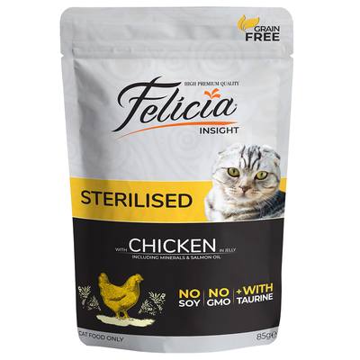 Felicia Tahılsız 85 gr Pouch Sterilised Tavuklu Yaş Kedi Maması 12 Adet - Thumbnail