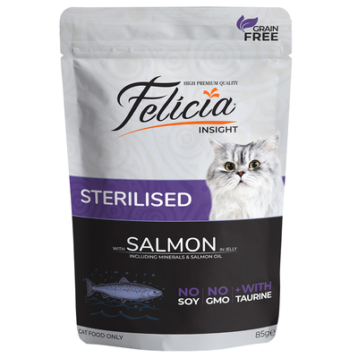 Felicia Tahılsız 85 gr Pouch Sterilised Somonlu Yaş Kedi Maması 12 Adet - Thumbnail