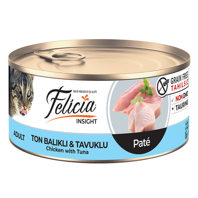 Felicia - Felicia Tahılsız 85 gr Konserve Ton Balıklı-Tavuklu Kıyılmış Kedi Maması 24 Adet