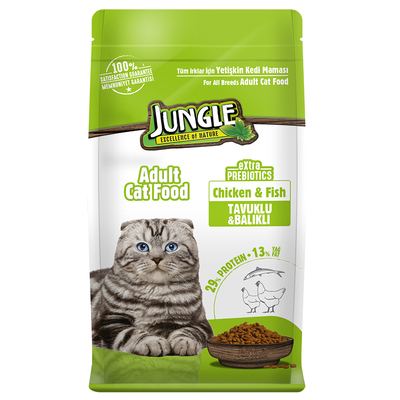 Jungle - Jungle 15 kg Yetiş.Kedi Mama.Tavuk-Balıklı.