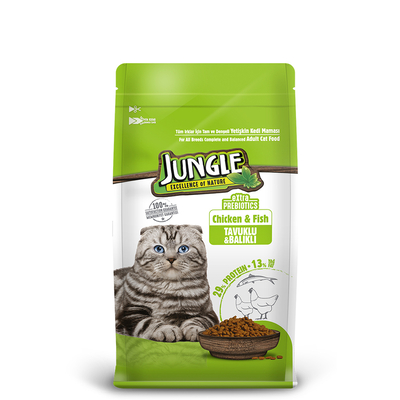 Jungle - Jungle 500 Gr-8 Adet Tavuk-Balık Yetişkin Kedi M.