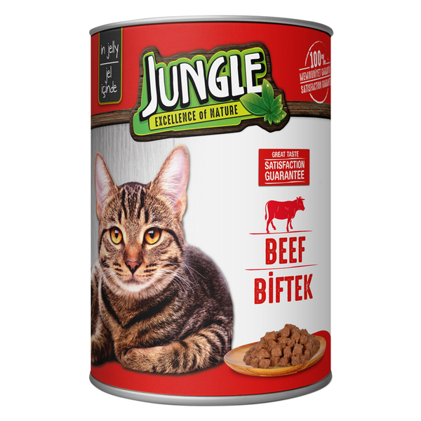 Jungle Kedi 415 gr Biftekli Konserve 24 Adet