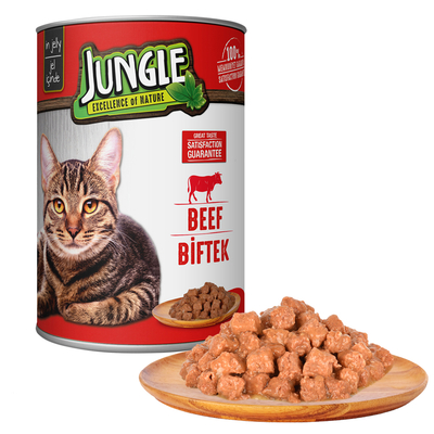 Jungle Kedi 415 gr Biftekli Konserve 24 Adet - Thumbnail