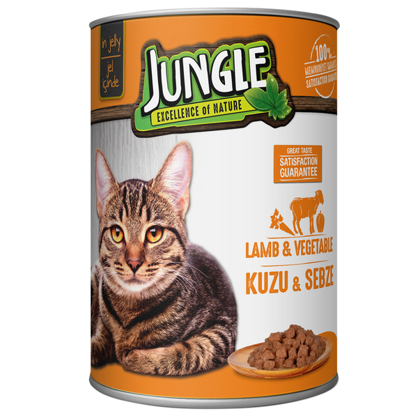 Jungle Kedi 415 gr Kuzu Etli-Sebzeli Konserve 24 Adet