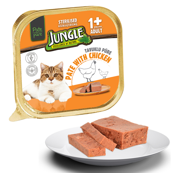 Jungle Kısır Kedi 100g 32'li Tavuklu Ezme/Pate