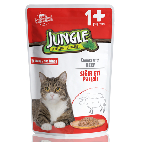 Jungle Kedi Biftekli 24 Adet 100 g Pouch