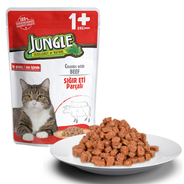 Jungle Kedi Biftekli 24 Adet 100 g Pouch