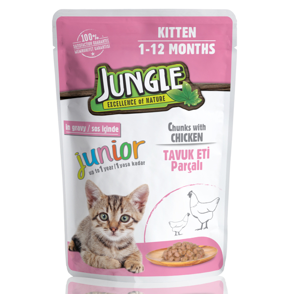 Jungle Yavru Kedi Tavuklu 24 Adet 100 g Pouch