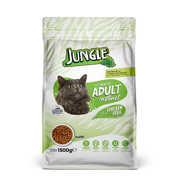 Jungle 1,5 kg-4 Adet Tavuk-Balıklı Yetişkin Kedi M