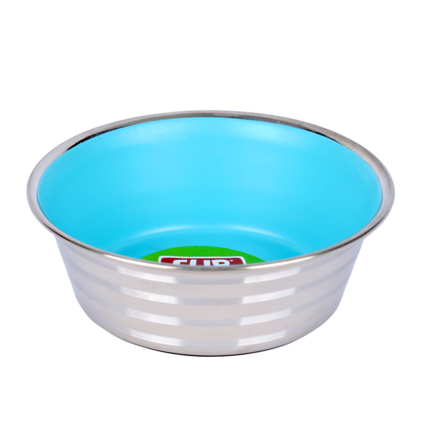 KE 1600PSR Çizgi Desenli Renkli Silikon Tabanlı Çelik Mama Kabı 16 cm