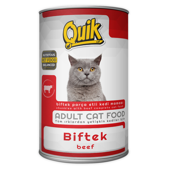 Quik Kedi 415 gr Biftekli Konserve 24 Adet