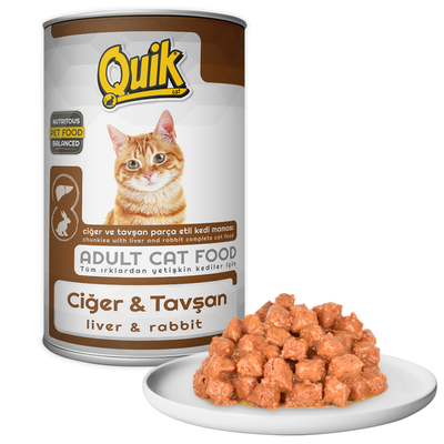 Quik - Quik Kedi 415 gr Ciğer-Tavşan Konserve 24 Adet