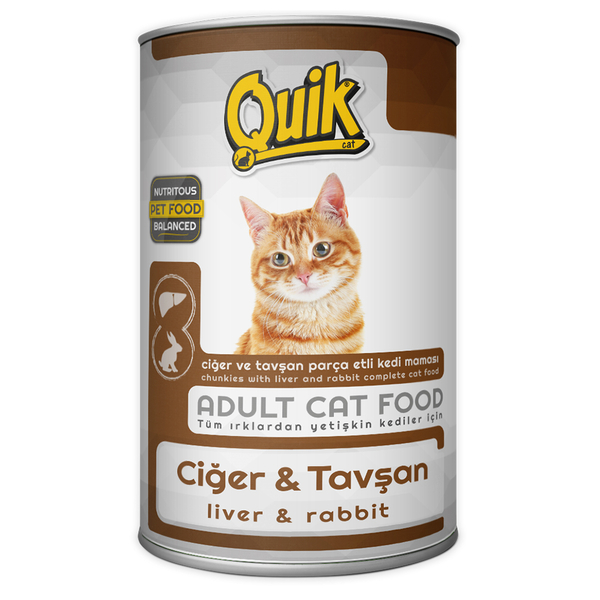 Quik Kedi 415 gr Ciğer-Tavşan Konserve 24 Adet