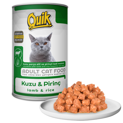 Quik - Quik Kedi 415 gr Kuzu Etli-Pirinç Konserve 24 Adet