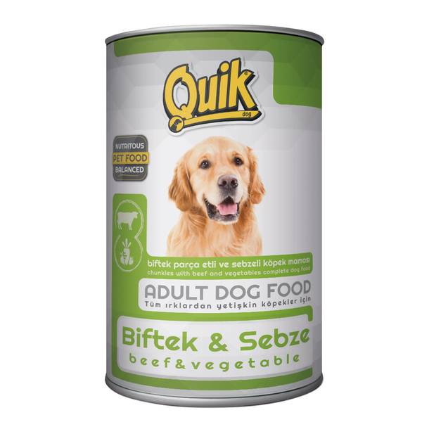 Quik Köpek 415 gr Biftek-Sebze Konserve 24 Adet