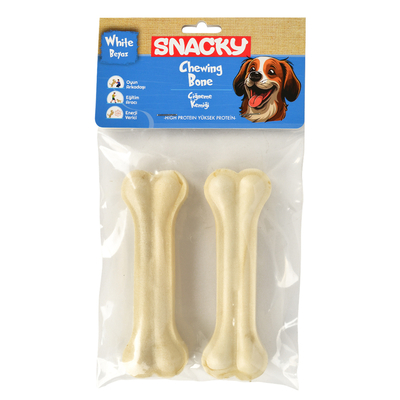 Snacky - Snacky Beyaz Köpek Çiğneme Kemiği 13cm *2'li *95g *10 Paket
