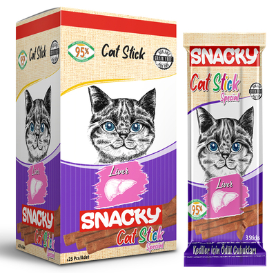 Snacky Kedi Stick Ödül Ciğerli 3*5 gr-25 Adet - Thumbnail