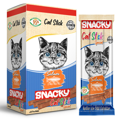 Snacky Kedi Stick Ödül Somonlu 3*5 gr-25 Adet - Thumbnail