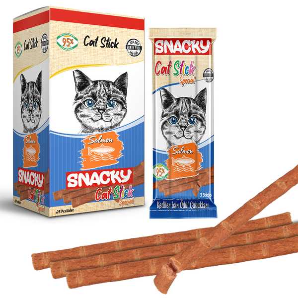 Snacky Kedi Stick Ödül Somonlu 3*5 gr-25 Adet