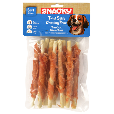 Snacky - Snacky T. Tavuk Sargılı Çubuk Köpek Ödül 10'lu *13cm *100g *6 Paket.