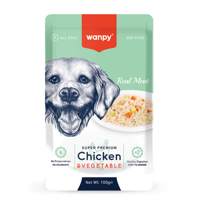 Wanpy - Wanpy 100g Pouch Tavuk&Sebze Yaş Köpek Maması 12 Adet