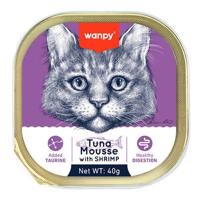 Wanpy - Wanpy Kedi 40g 6'lı Ton Balıklı & Karidesli Alutray Yaş Mama