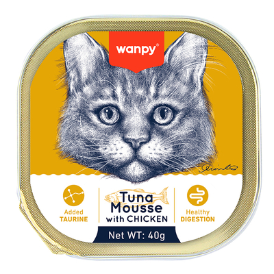 Wanpy - Wanpy Kedi 40g 6'lı Ton Balıklı & Tavuklu Alutray Yaş Mama