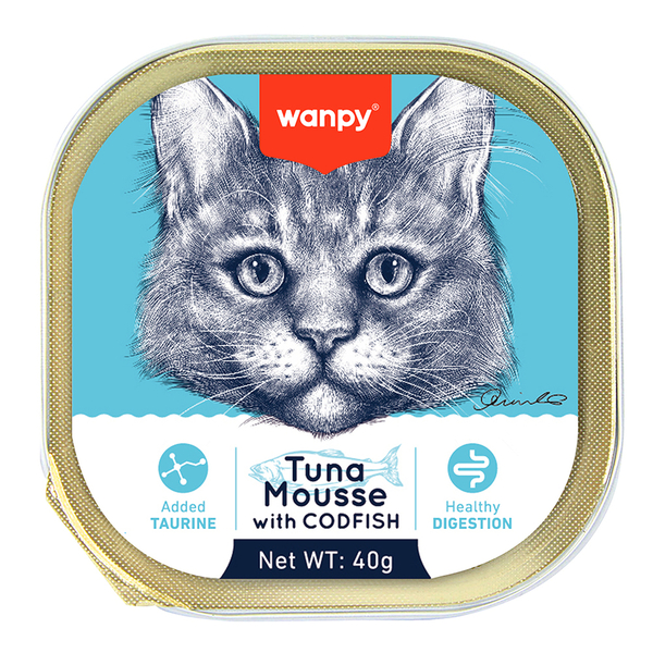 Wanpy Kedi 40g 6'lı Ton & Morina Balıklı Alutray Yaş Mama