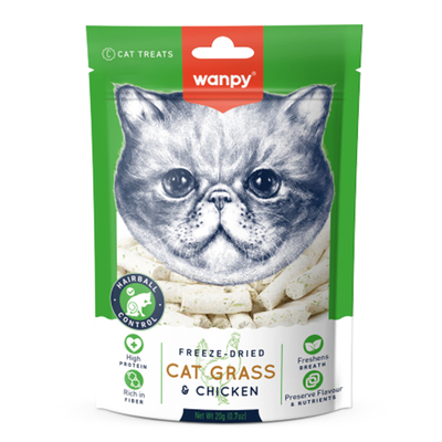 Wanpy - Wanpy Kedi Dondurulmuş Kedi Çimi ve Tavuklu Ödül