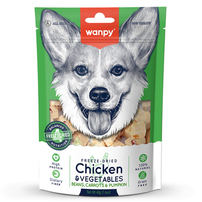 Wanpy - Wanpy Köpek Dondurularak Kurutulmuş Tavuk&Sebze 40g