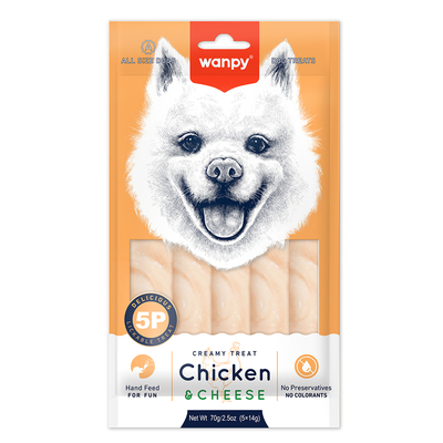 Wanpy - Wanpy Tavuklu&Peynirli 12'li Krema Köpek Ödülü 5x14g RA-57
