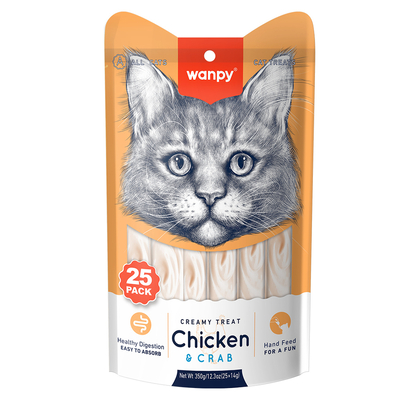 Wanpy - Wanpy Tavuklu&Yengeçli 25*14 gr Krema Kedi Ödülü RAC-056