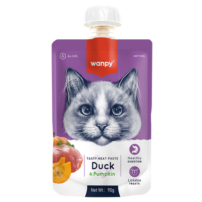 Wanpy - Wanpy Taze Ördekli&Bal Kabaklı 10'lu Kedi Et Ezmesi 90 gr