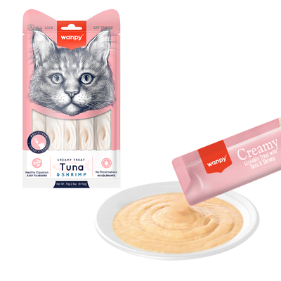 Wanpy - Wanpy Ton&Karides 12'li-Krema Ödül 5x14gr RA-050 Likit Kedi Ödülü